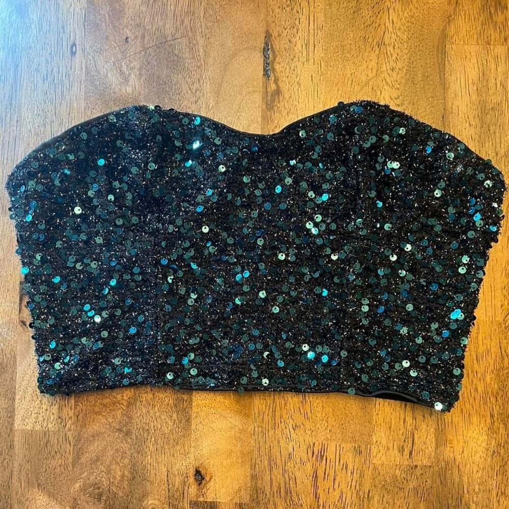 SHEIN Black Sequin Tube Top